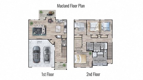 Floor plan for 4 beds, 2.5 baths, 1931 sqft